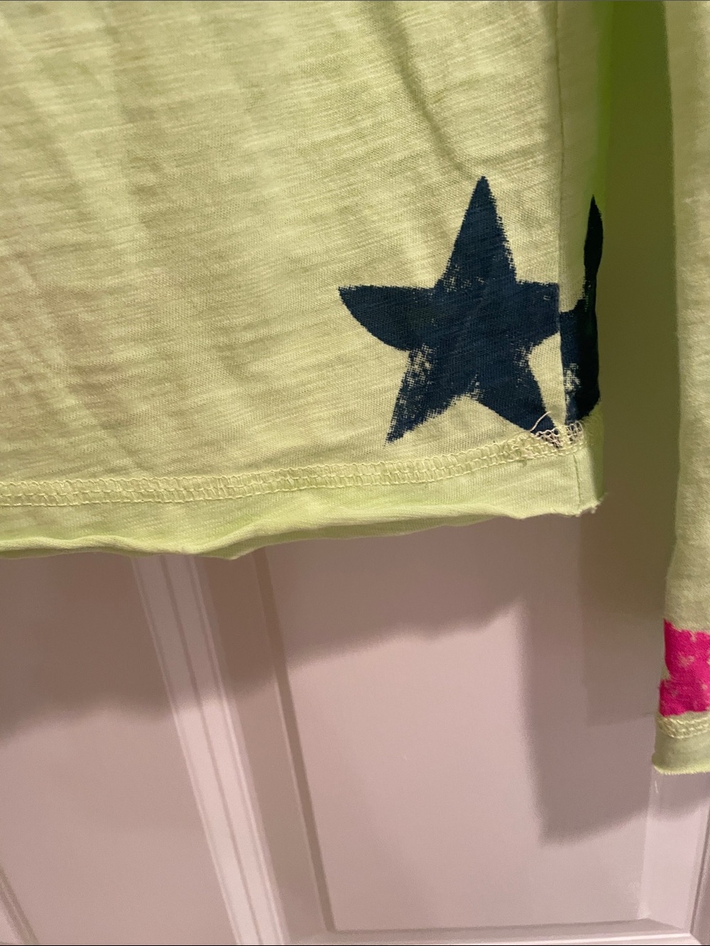 Lisa Todd Neon Lime Long-Sleeve Star Print Top - Pink & Navy Stars - Picture 2 of 5